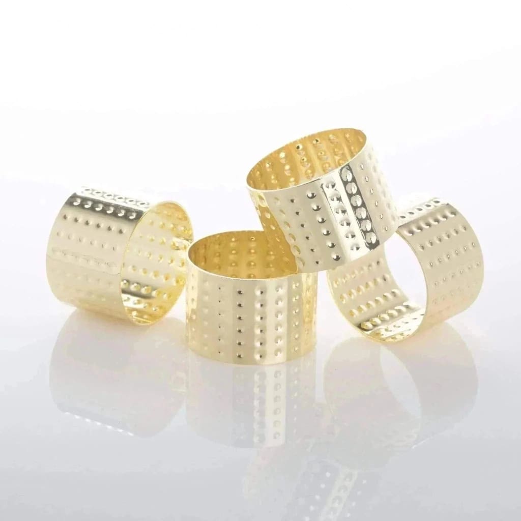 4 Pack Gold Hammered Metal Napkin Rings - Elegant Table Decor for Weddings, Parties & Holiday Dining