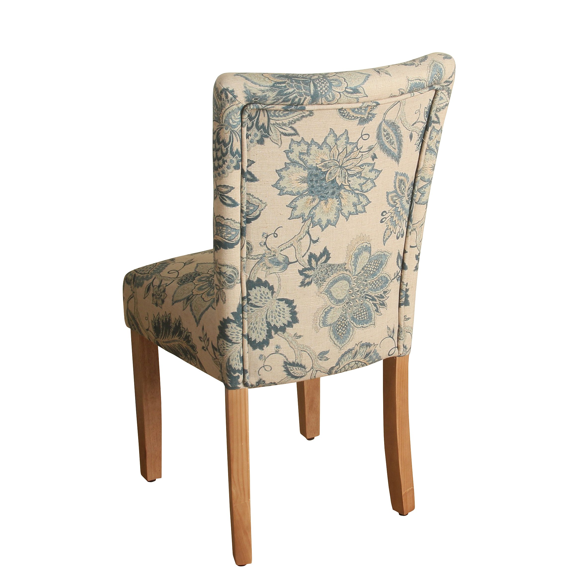 HomePop Parsons Classic Upholstered Accent Dining Chairs - Set of 2, Blue Jacobean Fabric - Modern Kitchen & Dining Room Furniture for Home Decor