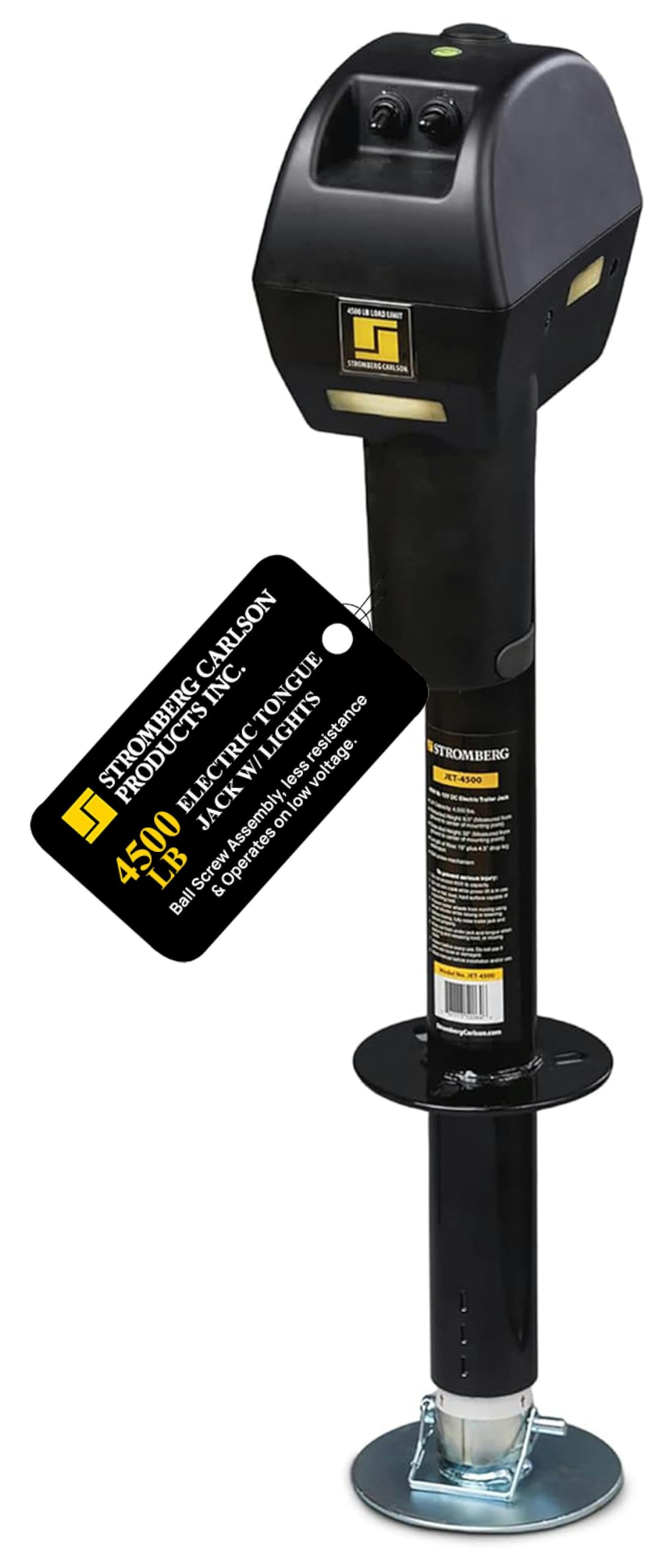 Stromberg Carlson JET-4500 Heavy Duty 4500 lb Electric Tongue Jack with Ball Screw Mechanism - 18