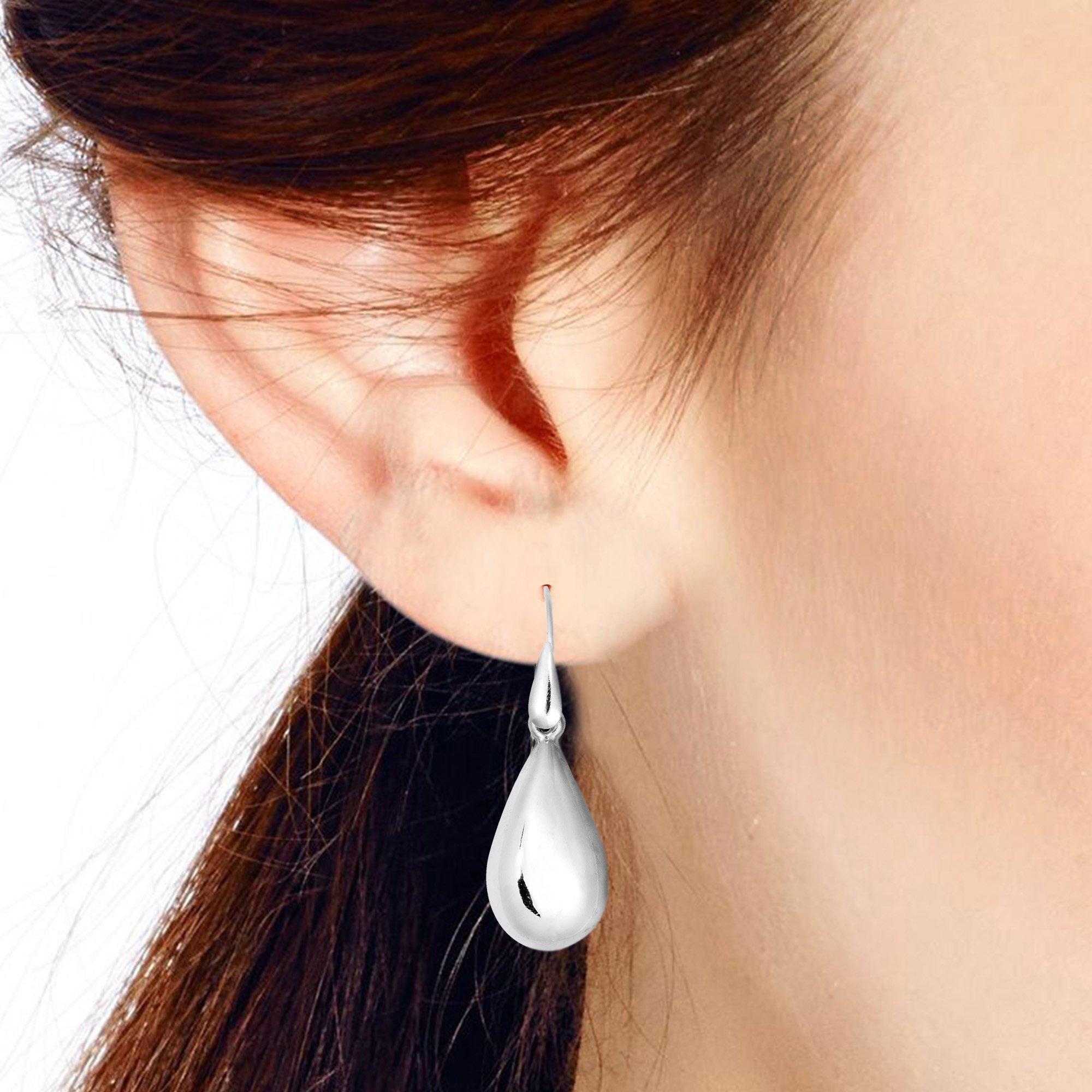 Modern Chic Teardrop .925 Sterling Silver Dangle Earrings for Women - Elegant Everyday & Party Jewelry Gift
