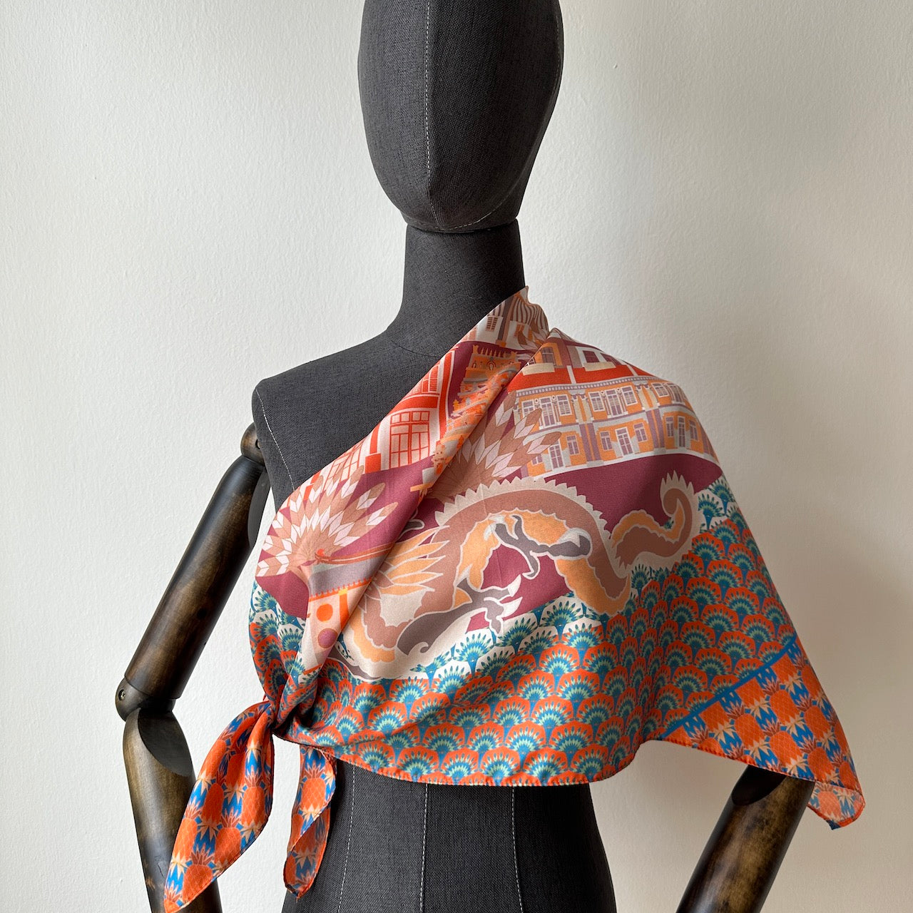 Luxury Silk Scarf for Women - Keong Saik Road Inspired Fashion Accessory - Perfect for Travel, Office & Special Occasions