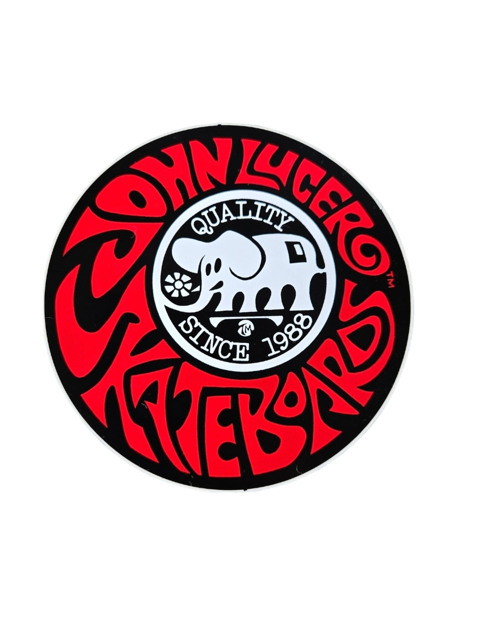 Vintage 80s John Lucero Skateboard Sticker - Red Retro Decal for Skateboards, Laptops & DIY Projects - Perfect for Skateboarders & Collectors