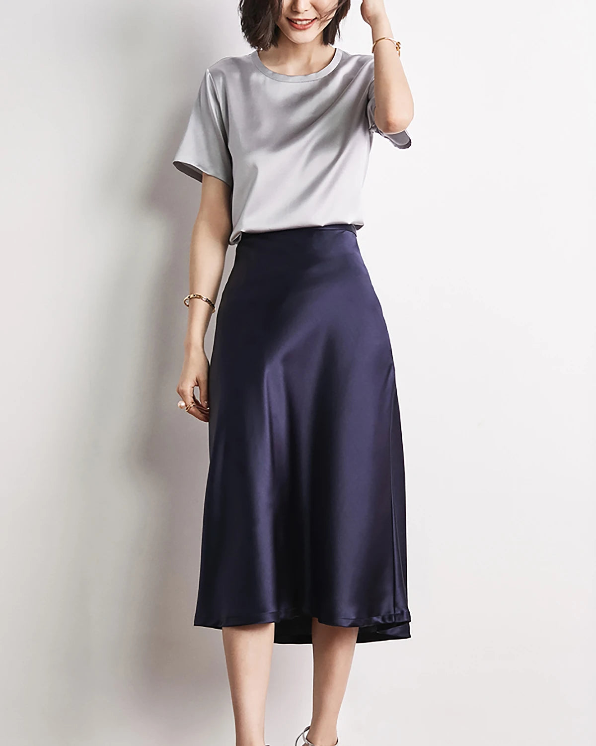 Luxury Women's Short Sleeve Silk Blouse - Elegant V-Neck Button Down Shirt for Office & Party Wear - Perfect for Business Casual, Date Night & Special Occasions