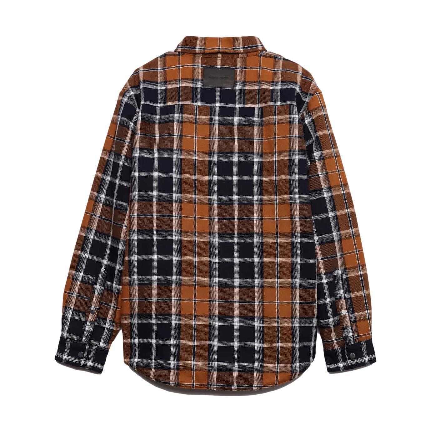 PURPLE BRAND P323 Gold Plaid Down Shirt for Men - Stylish Winter Flannel Shirt for Outdoor Activities and Casual Wear