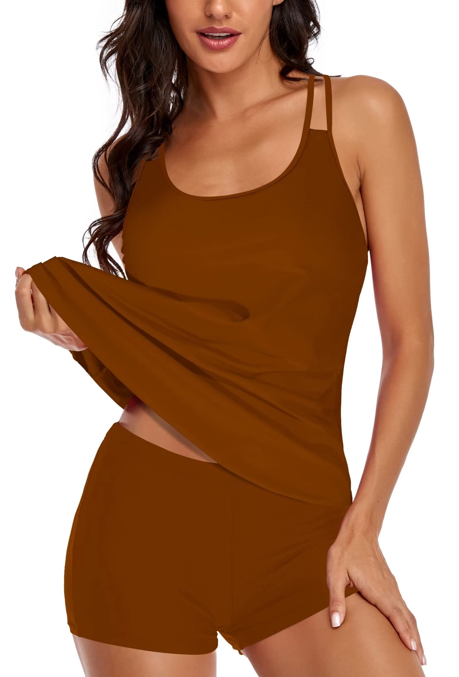 Women's Two-Piece Swimsuits Tankini Set with Boyshorts for Beach & Pool
