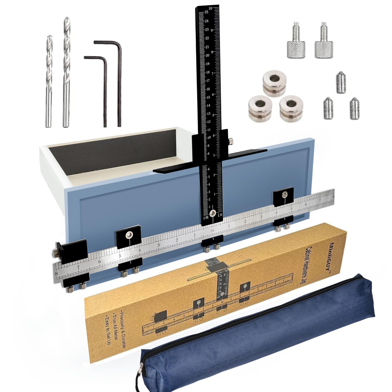 Upgrade Cabinet Pull Template - Adjustable All-Metal Hardware Jig for Door/Drawer Handle & Knob Installation - Includes 5mm & 4mm Drill Bushing Guide - Perfect for DIY Home Improvement & Cabinet Refacing Projects