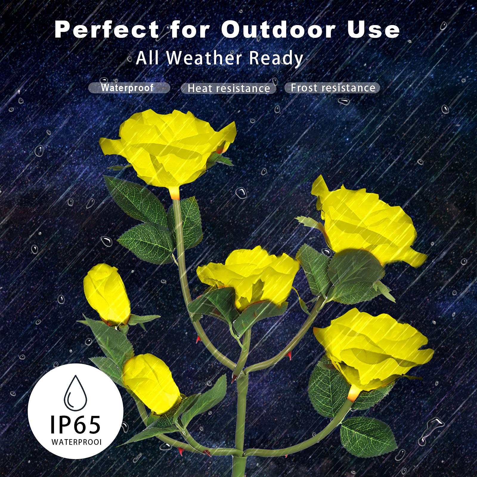 2PC Solar LED Outdoor Lights - Upgraded Waterproof Garden & Pathway Lighting with 12 Rose Flowers for Landscape, Yard, Patio, Lawn | Solar Powered Decorative Stake for Christmas, Courtyard & Nighttime Ambience
