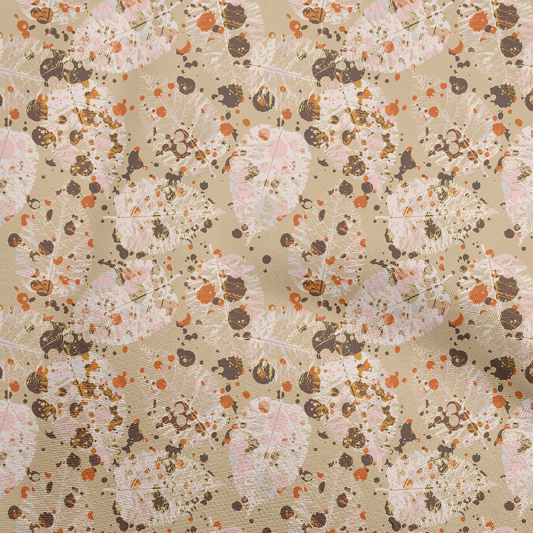 Premium Cotton Silk Dark Beige Abstract Print Fabric by The Yard - 42 Inch Wide for DIY Clothing, Dresses, Scarves & Home Decor Sewing Projects