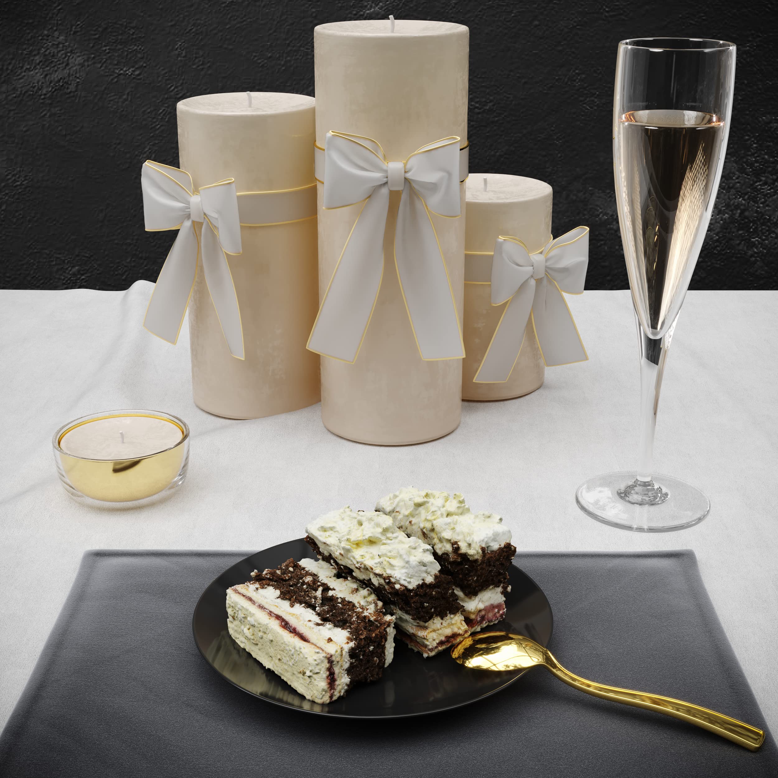 Trendables 120CT Disposable Dessert Plates with Gold Spoons - Elegant Black Small Plastic Plates for Parties, Weddings & Events (Serves 60 People) - Perfect for Birthday Celebrations, Baby Showers & Catering