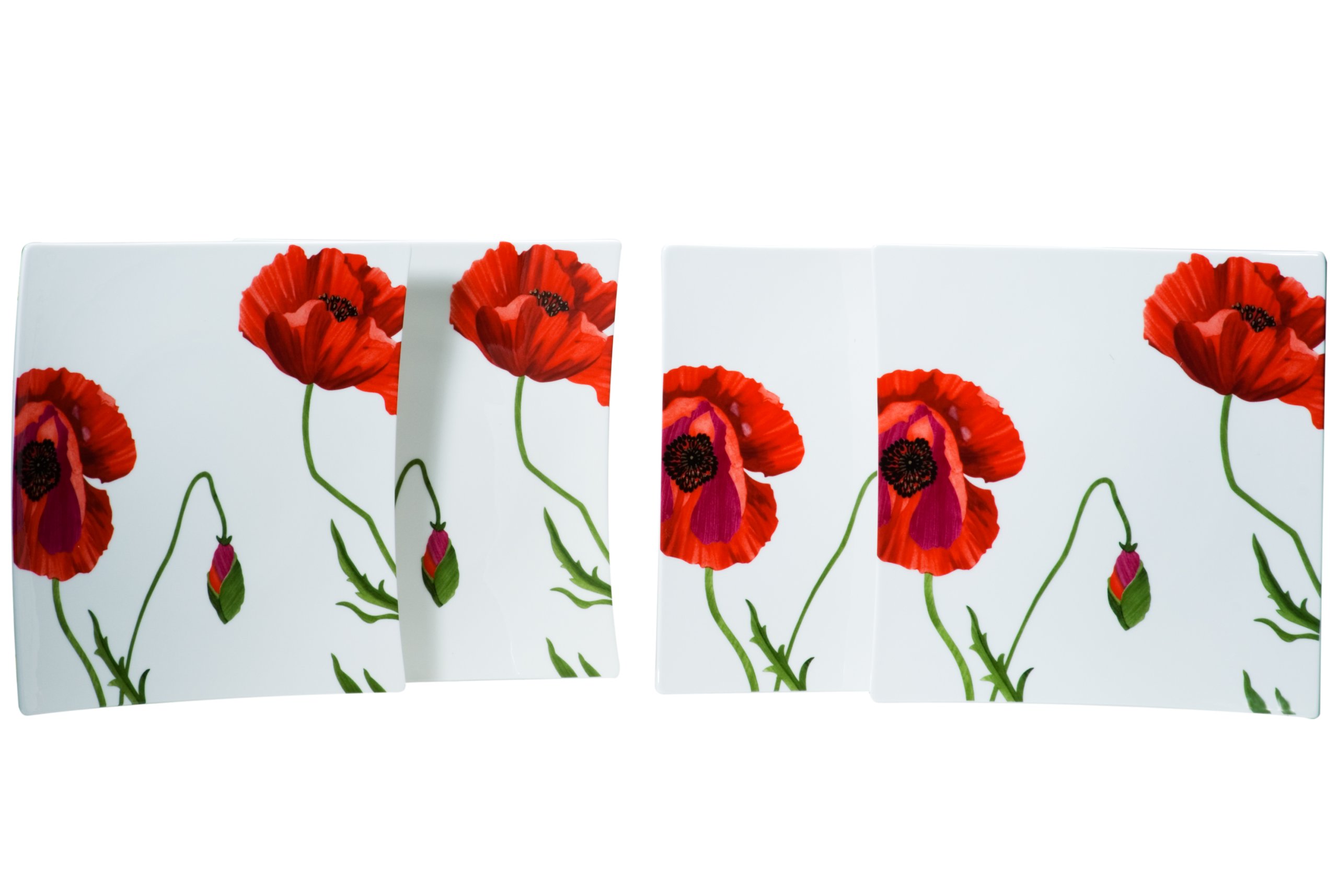 Red Vanilla Summer Sun Dinner Plates Set of 4 - Elegant Melamine Plates for Outdoor Dining, Picnics & Summer Parties