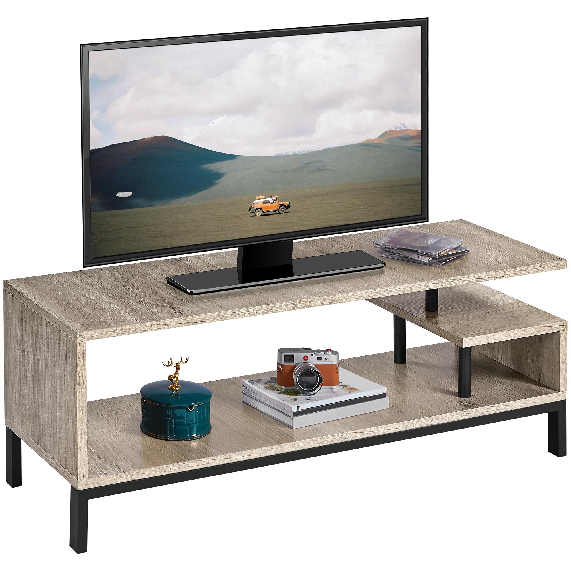 Yaheetech 42 Inch TV Stand for 50 Inch TVs, Small Corner Entertainment Center with Storage - Modern Gray Media Console for Living Room & Bedroom - Perfect for Home Theater Setup and Space-Saving Storage Solutions