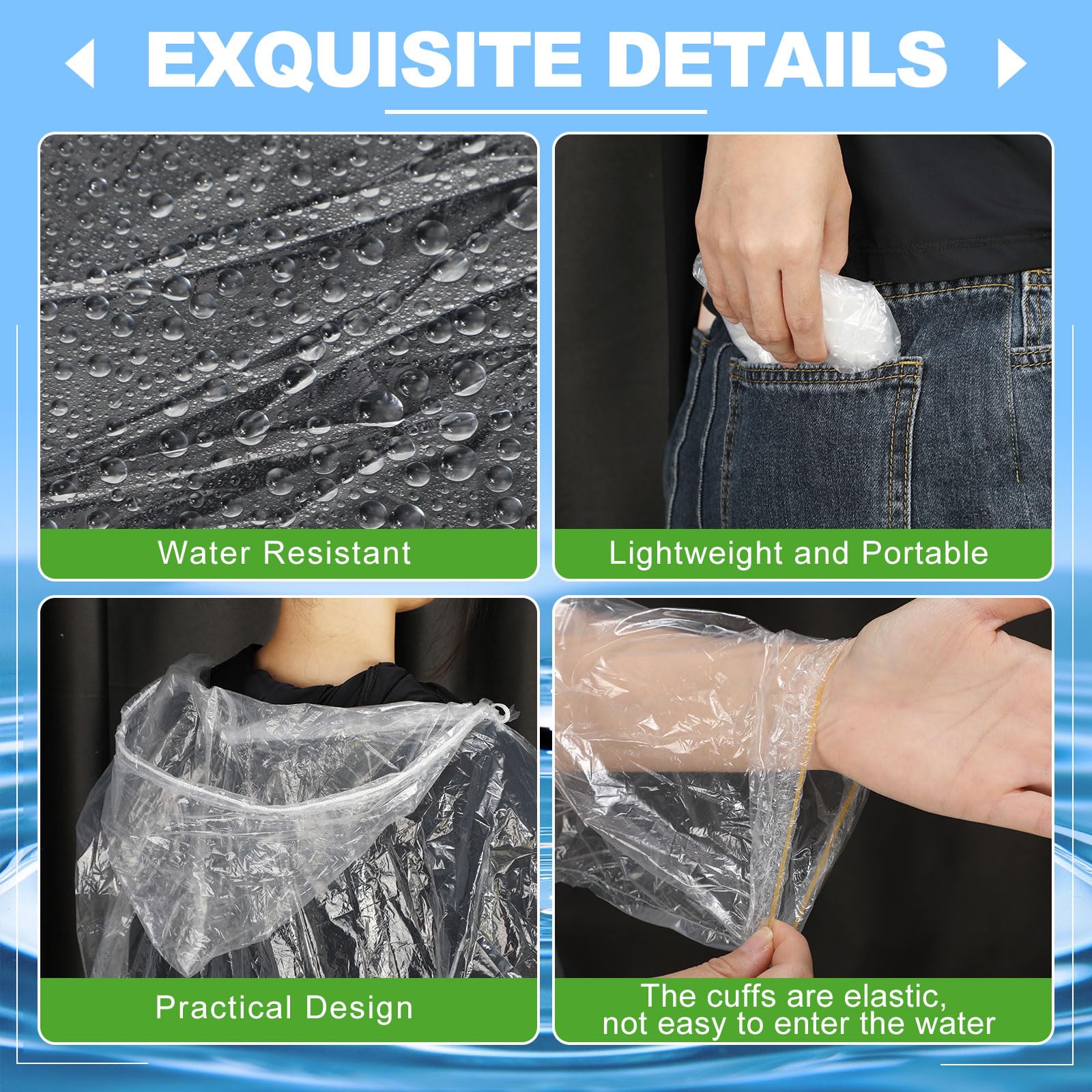 Hercicy 300 Pcs Disposable Rain Ponchos for Adults - Waterproof Emergency Raincoat with Hood - Bulk Pack for Outdoor Events, Camping & Hiking