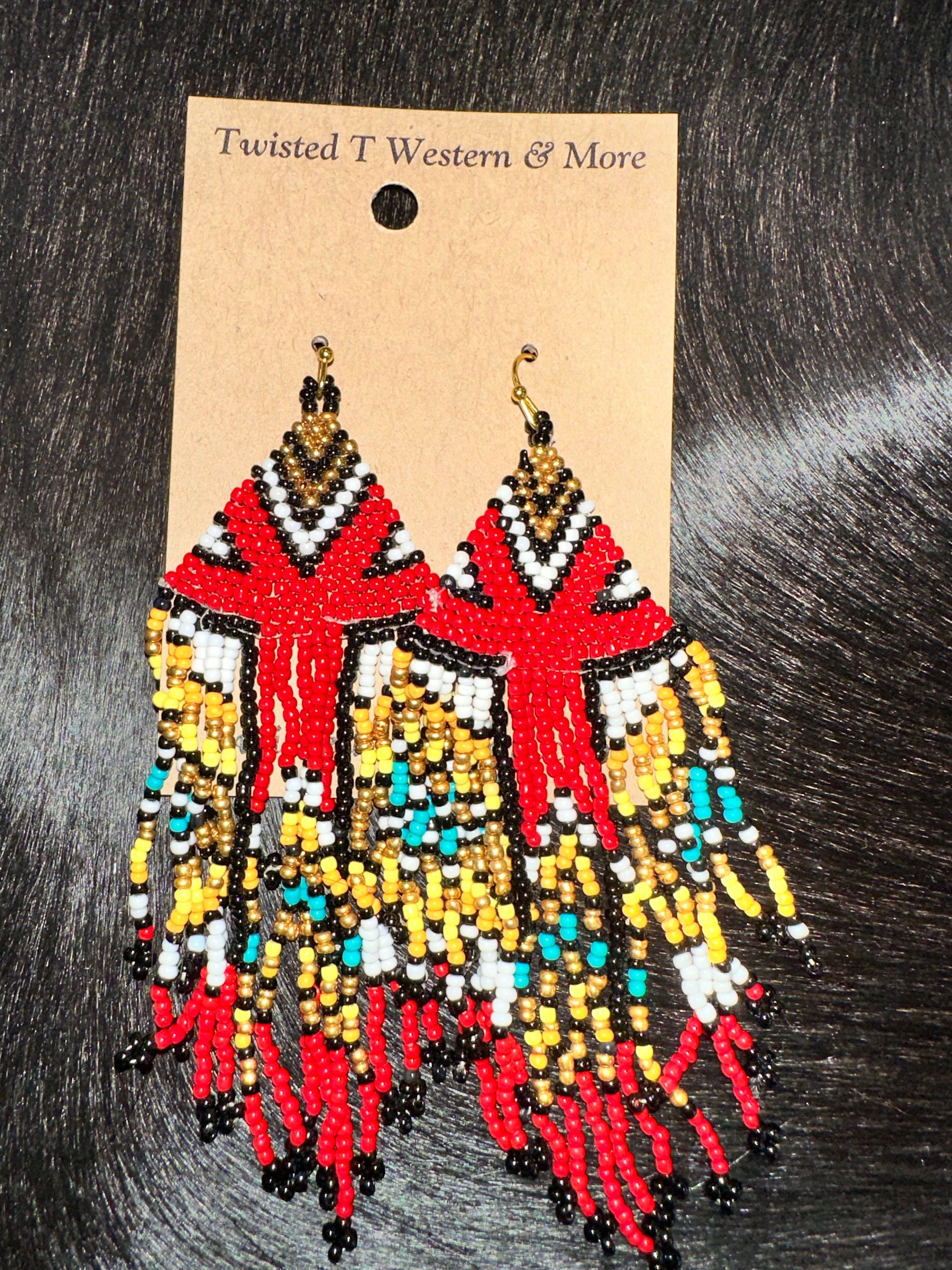 Echo Canyon Red Seed Bead Earrings - Handmade Bohemian Dangle Earrings for Women | Perfect for Boho Chic, Festival, and Casual Wear