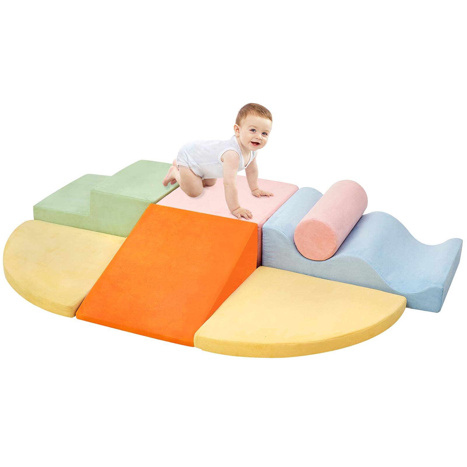 Best Toddler Climbing Toys - 7-Piece Soft Foam Climb Blocks Set for Indoor Play, Safe Foam Play Gym for Crawling, Sliding & Active Play - Perfect for Playrooms, Daycares & Home Gyms