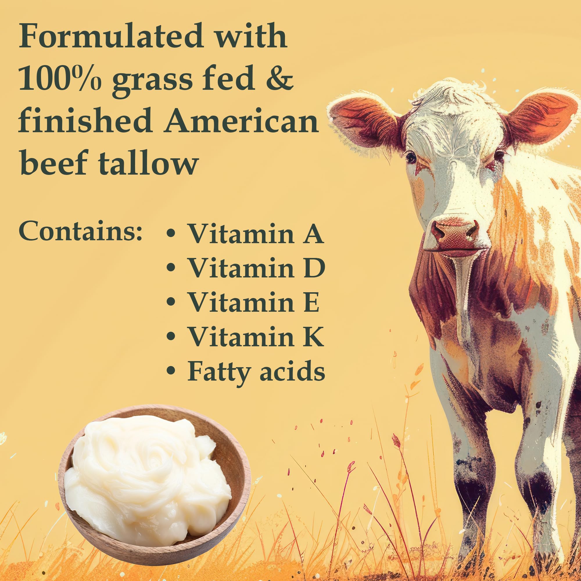 100% Natural Whipped Beef Tallow Face Cream with 1% Bakuchiol - Anti-Aging Wrinkle Repair & Moisturizer for Sensitive Skin - Unscented 1.7 oz - Perfect for Nighttime Skincare Routine & Dry Skin Relief