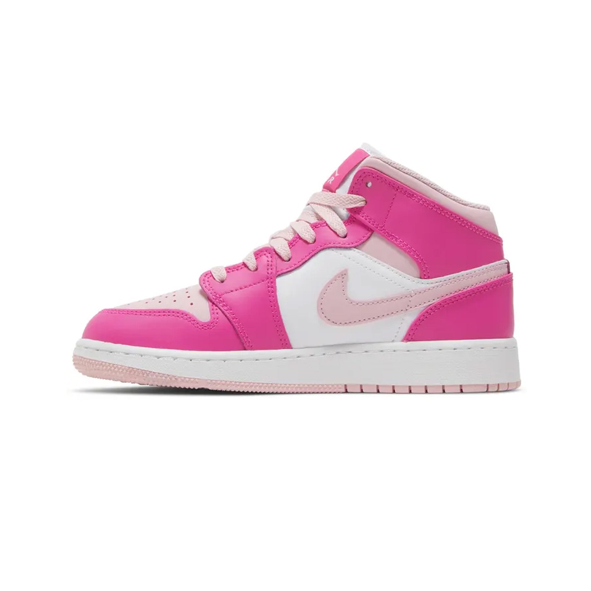 Air Jordan 1 Mid 'Fierce Pink' GS Basketball Shoes for Girls - Stylish Pink Sneakers for School, Sports & Streetwear Fashion
