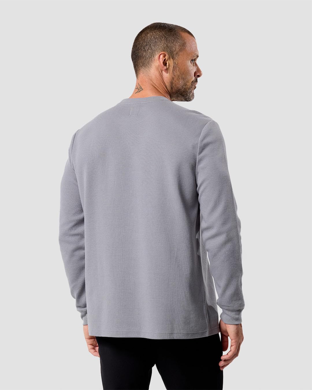Premium Men's Long Sleeve Waffle Knit Thermal Shirt - Crew Neck, Sizes S-4XL | INTO THE AM Warm Winter Base Layer for Outdoor Activities & Layering