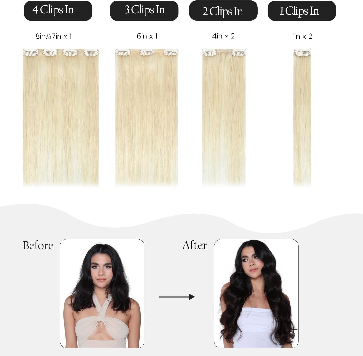 HUAYI Platinum Blonde 20 Inch Human Hair Clip-In Extensions - 7pcs 120g 100% Real Human Hair for Women (#60) | Perfect for Parties, Weddings & Daily Styling