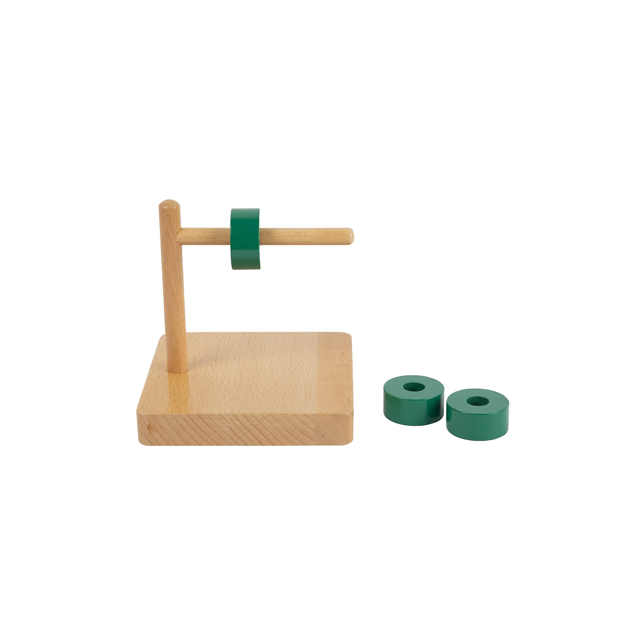 Montessori Wooden Discs on Horizontal Dowel - Educational Baby Toy for 12-18 Months | Early Learning Fine Motor Skills Development | Perfect for Daycare & Home Playtime