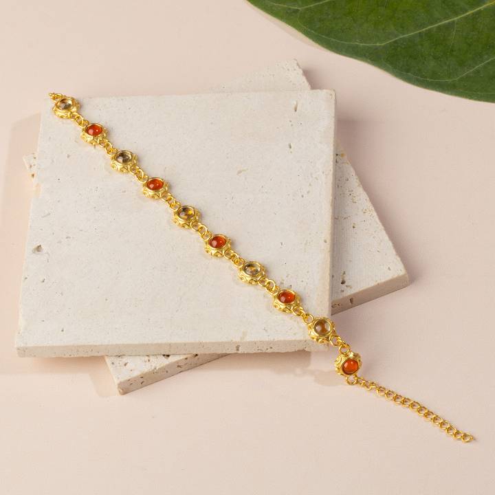 Natural Carnelian and Citrine Beaded Unisex Bracelet for Energy Healing, Chakra Balancing & Spiritual Protection – Perfect for Meditation, Yoga & Daily Wear