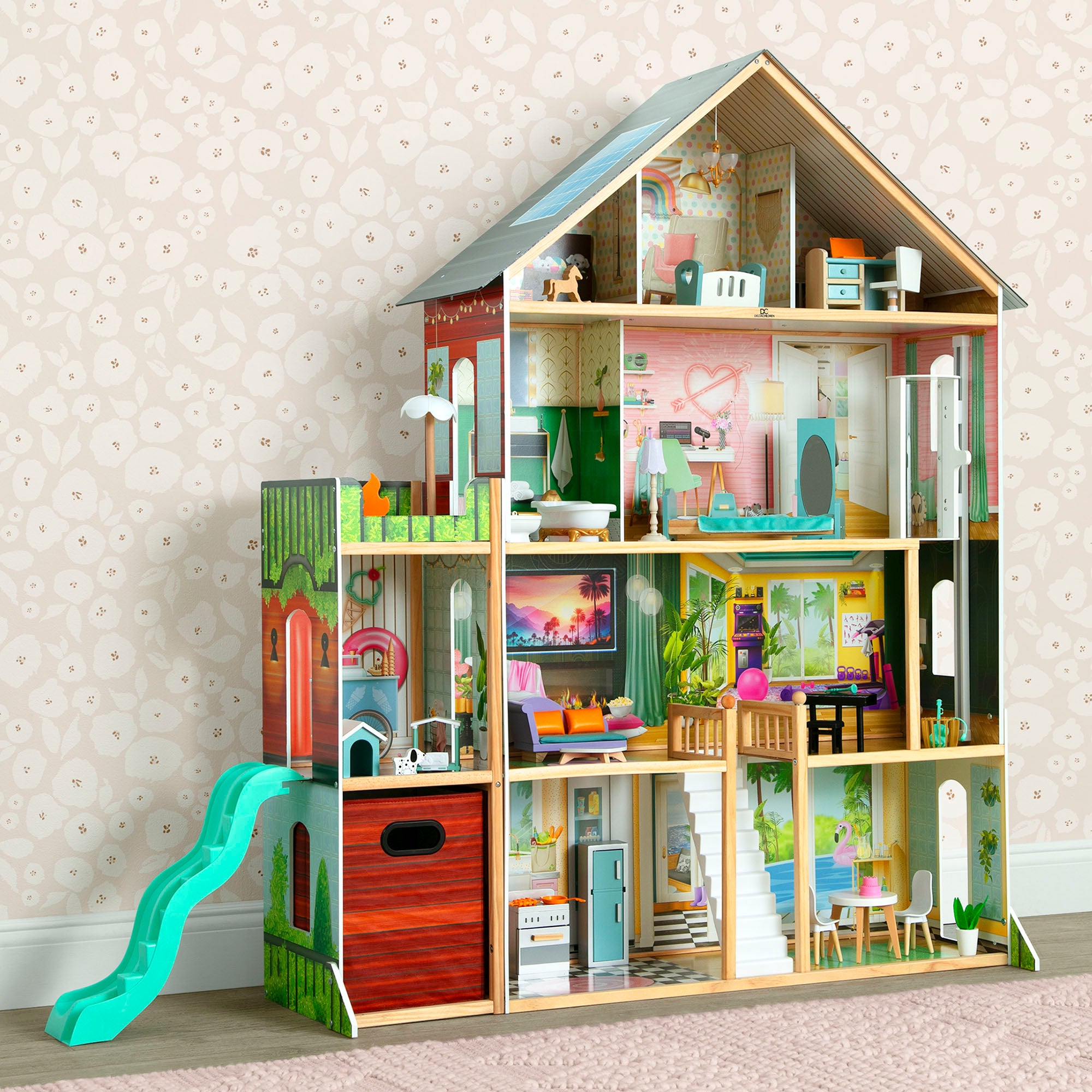 Deluxe Maui Dollhouse for Kids - Wooden Playhouse with Furniture & Accessories - Perfect for Pretend Play, Birthday Gifts & Home Decor