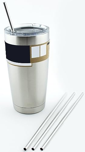 4 Pack Reusable Stainless Steel Drinking Straws for Yeti Tumbler & Rambler Cups - Eco-Friendly Metal Straws with Cleaning Brush - Perfect for 20oz Travel Mugs, Iced Coffee, Smoothies & Cold Drinks