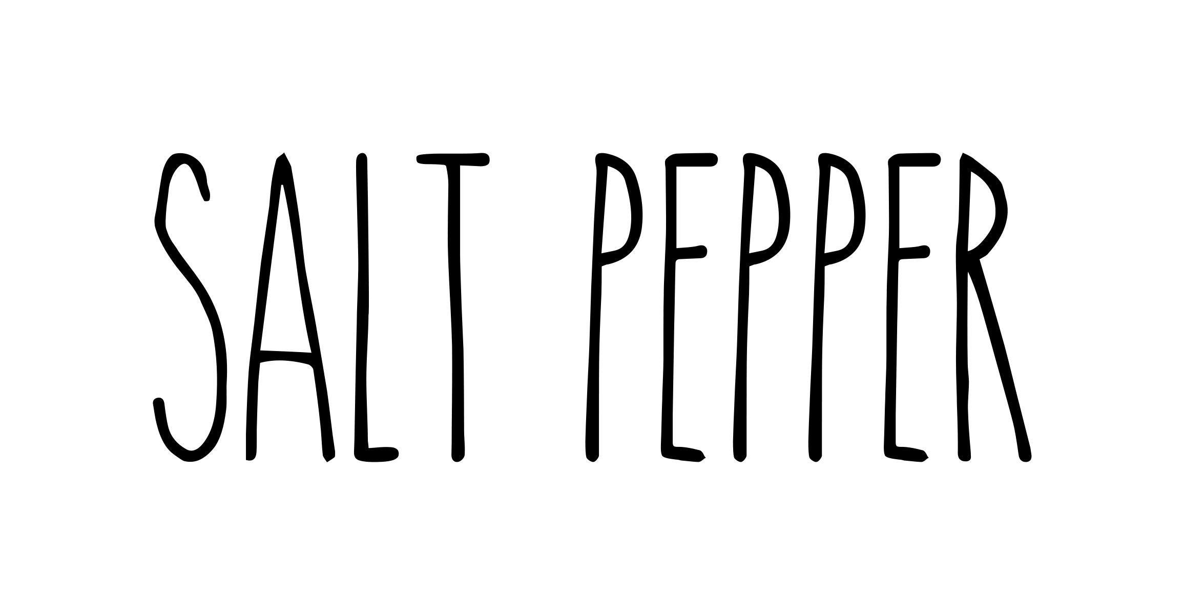 Farmhouse Style Salt and Pepper Vinyl Sticker Set - 2 Inch Tall Kitchen Decor Decals - Die Cut White Skinny Font Labels for Spice Jars, Cabinets & Appliances