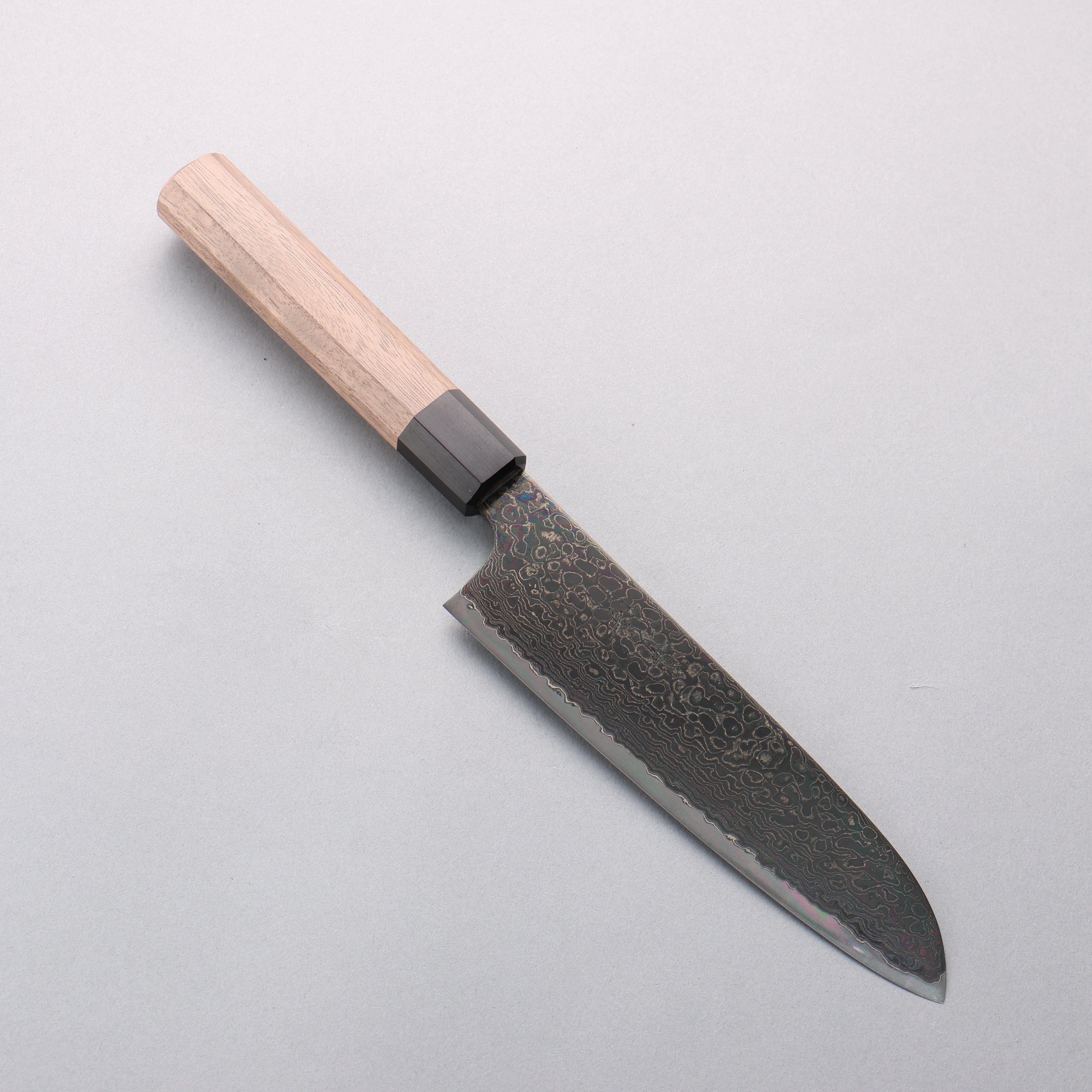 Premium Kagekiyo ZA 18 Damascus Black Santoku Knife 175mm - Walnut Handle Japanese Chef Knife for Slicing, Dicing & Precision Cooking