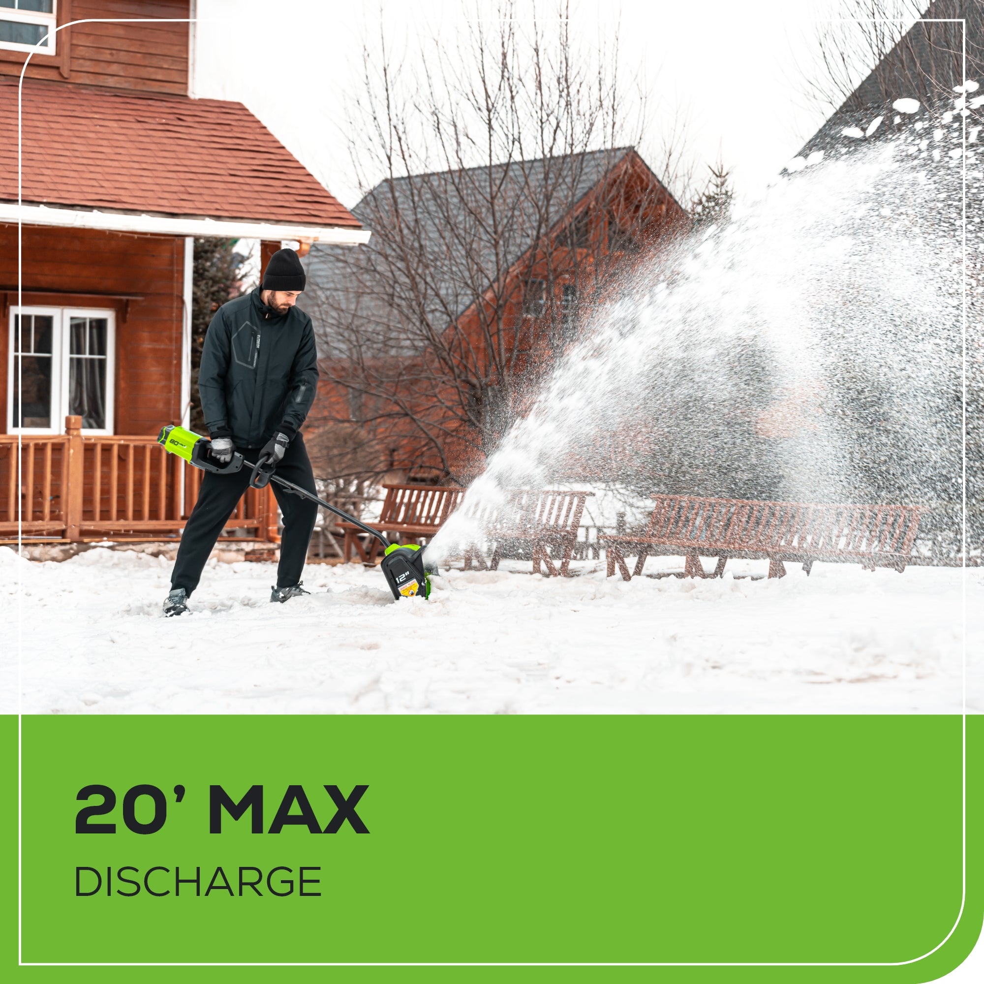 80V Cordless Snow Shovel with 2.0Ah Battery & Charger - Lightweight Electric Snow Blower for Driveways, Sidewalks & Patios - Renewed Model with Powerful Brushless Motor