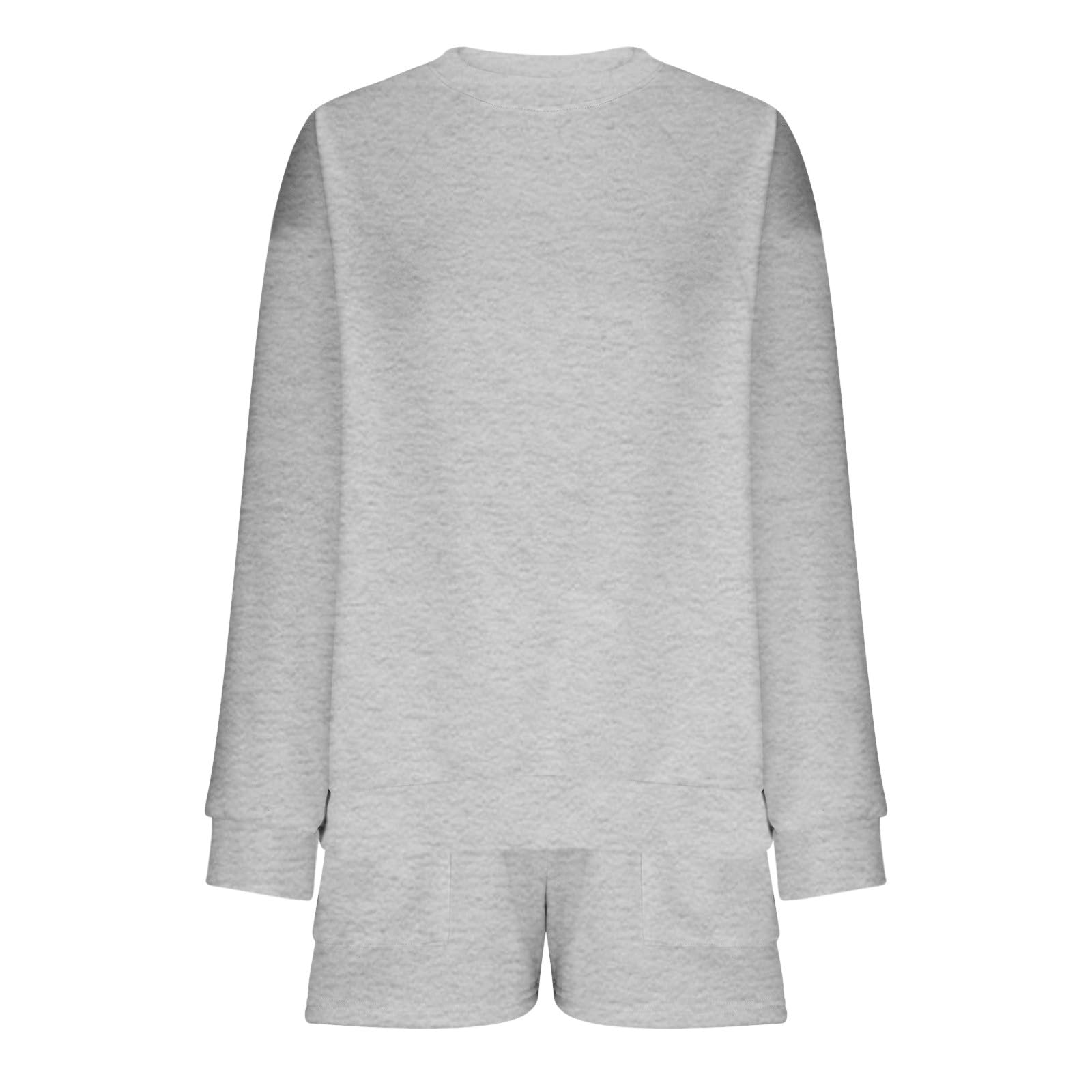 Trendy Oversized 2-Piece Lounge Sets for Women - V-Neck Button Sweatshirt & Shorts Outfit | Cozy Fall Casual Wear for Home, Travel & Relaxation