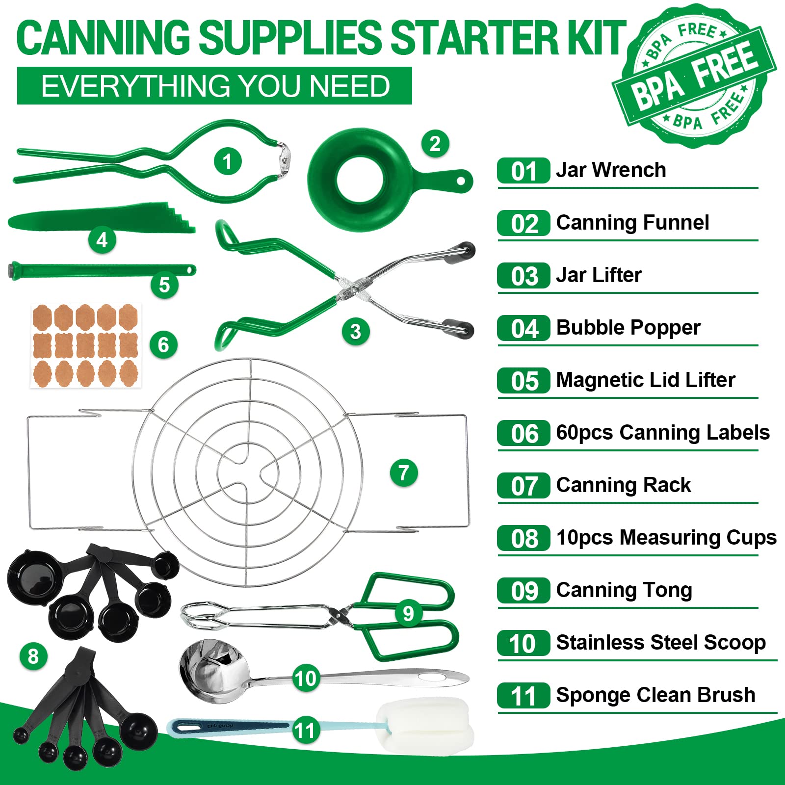 All-in-One Canning Supplies Starter Kit with Rack - Essential Home Canning Equipment for Beginners & Enthusiasts - Perfect for Preserving Fruits, Vegetables & Jams at Home