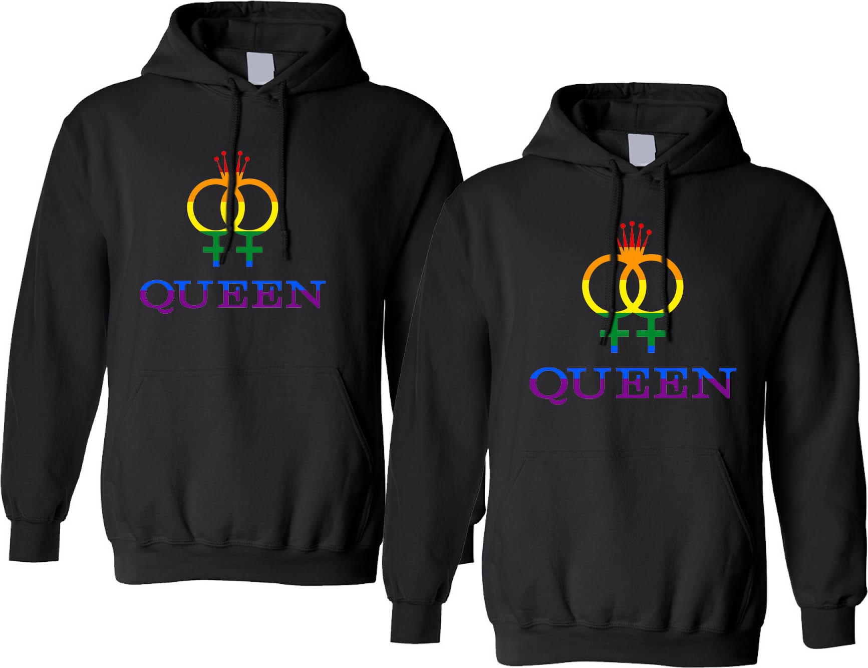 ALLNTRENDS Matching Couple Hoodies Set of 2 - Queen Gay Pride Hooded Sweatshirts for Women & Men - Perfect for LGBTQ+ Pride Events, Anniversary Gifts and Casual Wear