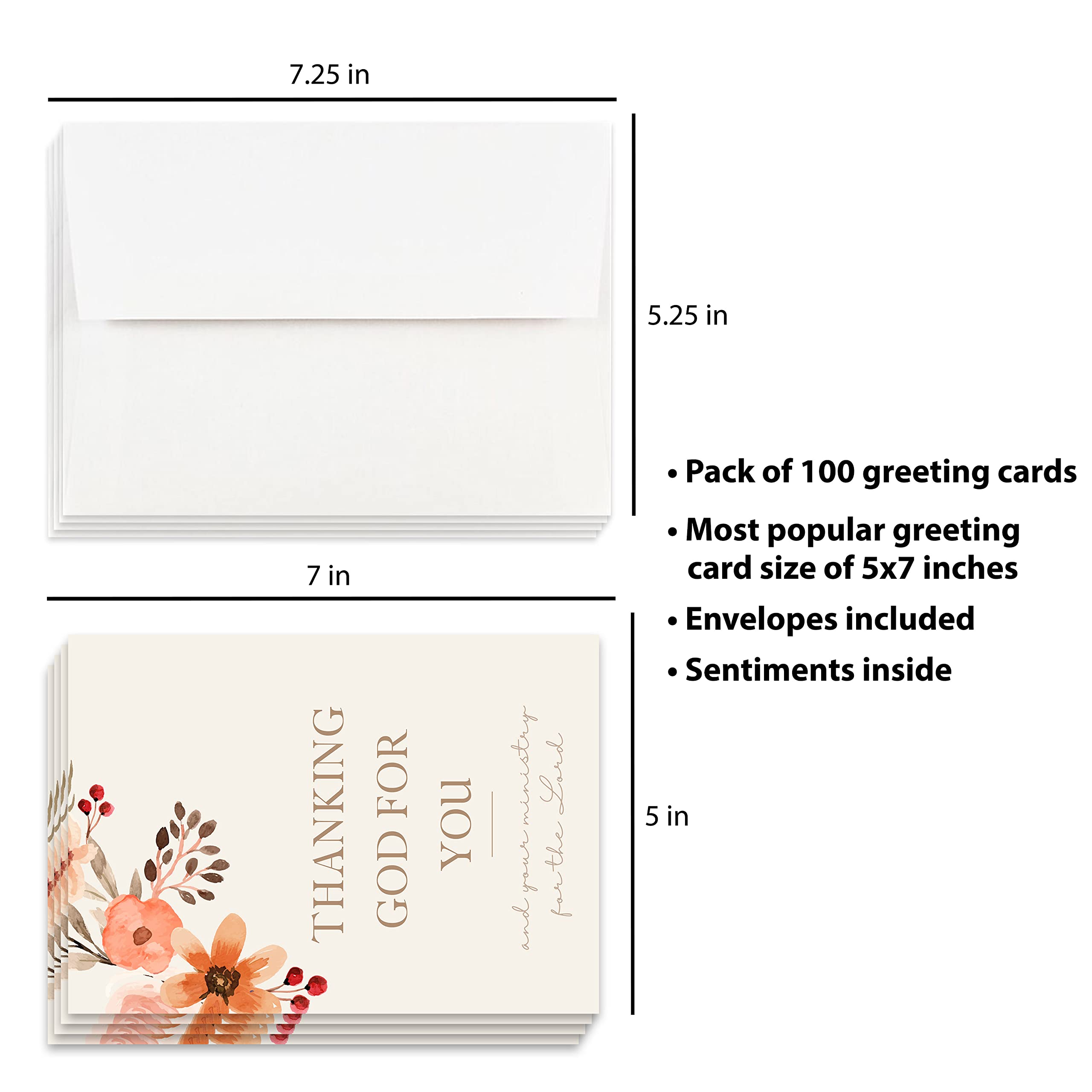 100 Pack Christian Ministry Appreciation Cards for Pastors, Ministers, Church Staff & Volunteers - Inspirational Thank You Cards for Church Leaders, Clergy Gifts - Perfect for Sunday Services, Bible Studies & Volunteer Recognition