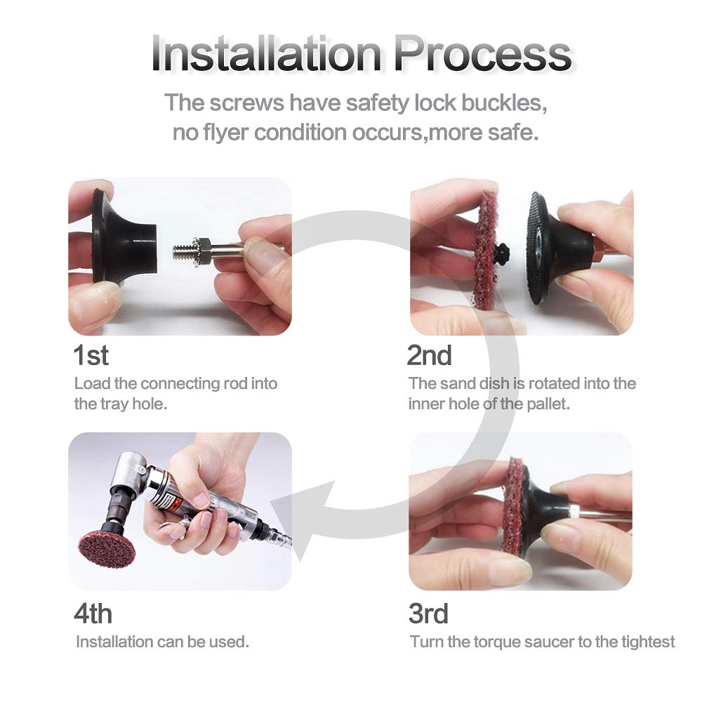 NYXCL Miroku 50-Piece 2-Inch Quick Change Roll Lock Sanding Discs Set with 1/4