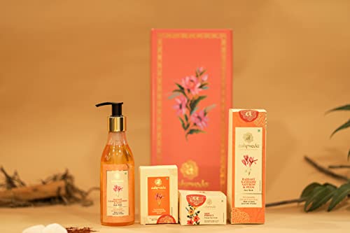 Ashpveda Organic Skin Care Gift Set - 100g Bathing Soap, 200ml Body Wash, 200ml Facial Cleanser, 50g Night Cream | Complete Daily Skincare Routine for Women & Men | Perfect Spa Day & Self-Care Gift