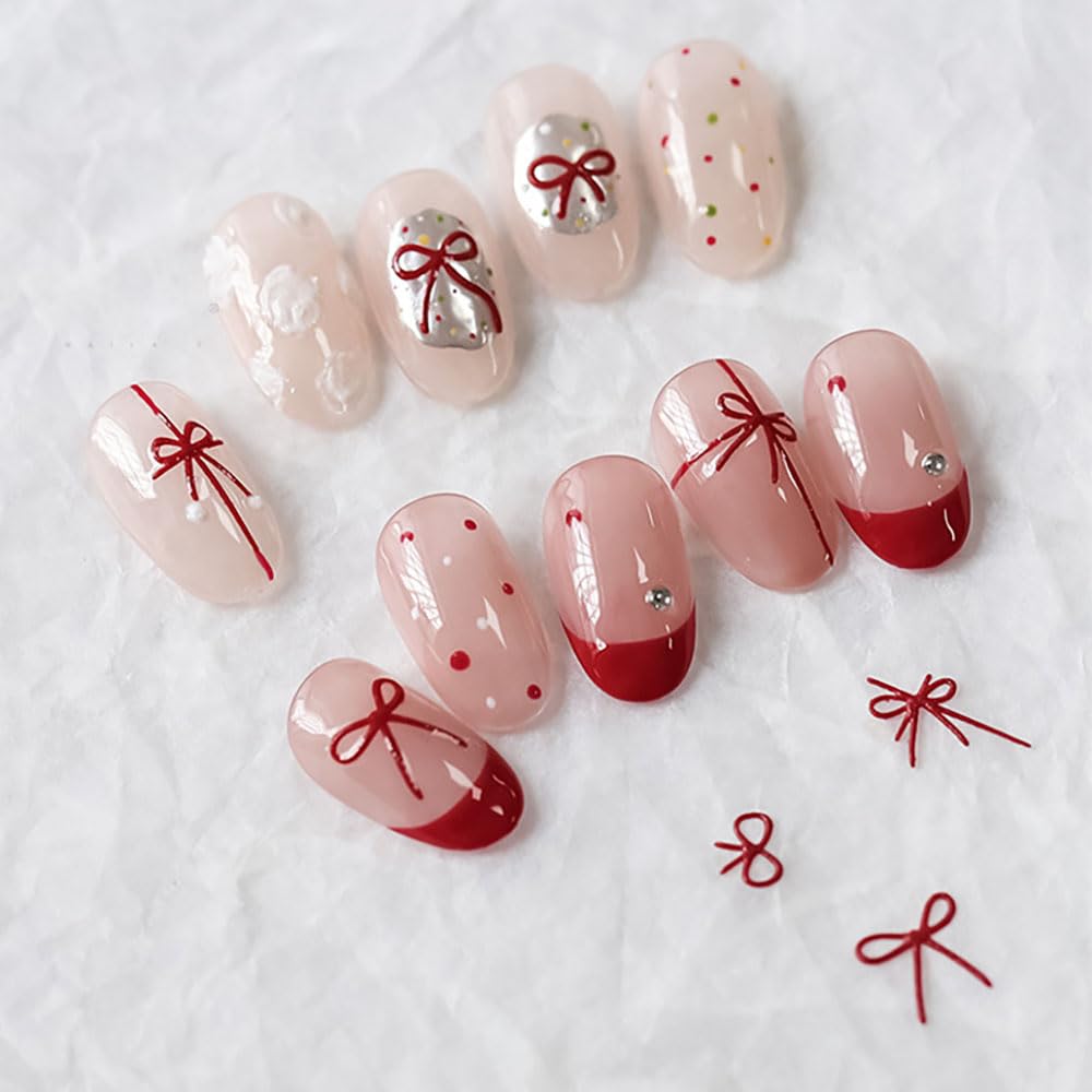 3D Bow Nail Charms Silicone Mold - DIY Embossed Bowknot Nail Art Design with Scraper for Gel Polish, Acrylic Nails - Perfect for Manicure, Pedicure & Nail Salon Decorations