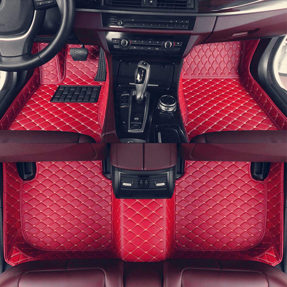Premium Custom Fit 8X-SPEED Car Floor Mats for Audi SQ5 2014-2017 - All Weather Protection, Waterproof & Non-Slip Leather Liners (Red) - Perfect for Winter Snow, Rainy Days & Off-Road Adventures