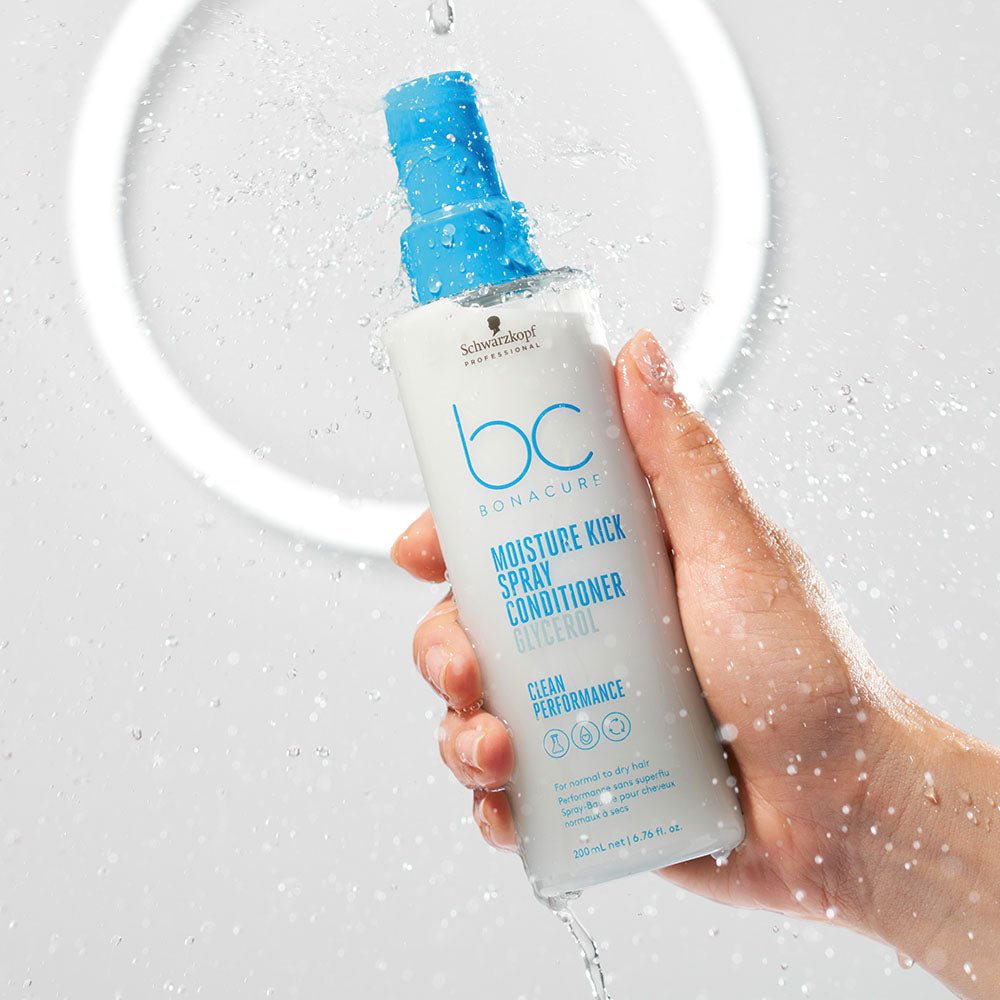 Schwarzkopf Professional BC Clean Performance Moisture Kick Spray Conditioner 200ml - Hydrating Leave-In Treatment for Dry, Damaged Hair - Perfect for Salon Styling & Daily Hair Care