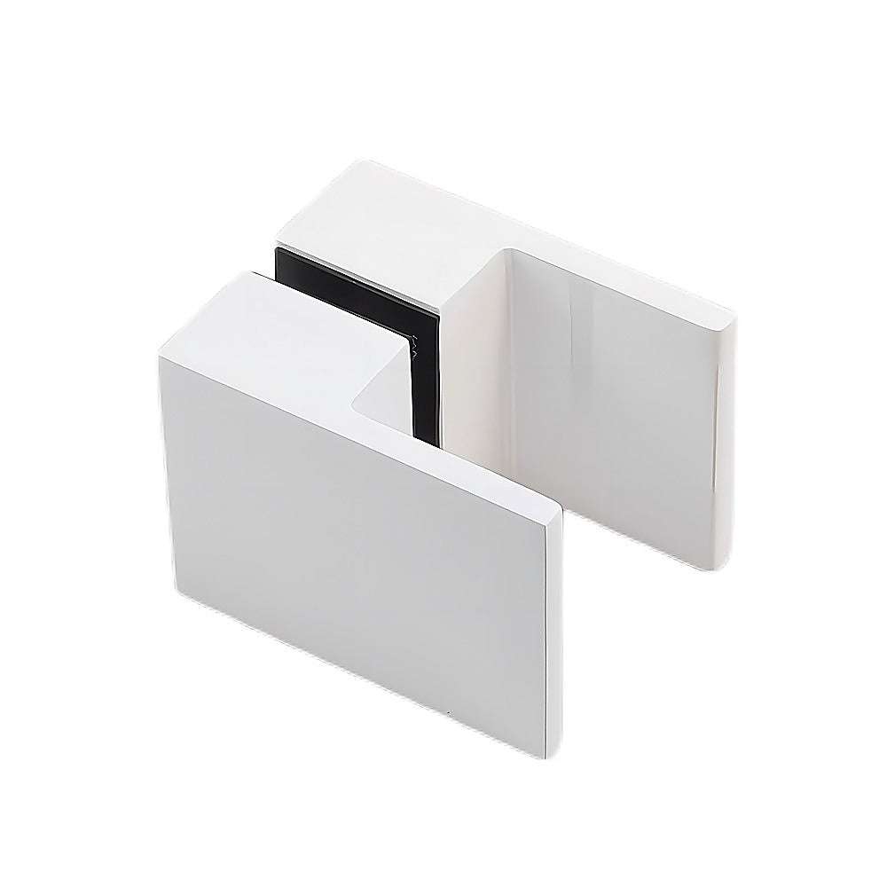 120cm Frameless Shower Screen - Wall to Wall Installation with White Brackets & Stainless Steel Hinges, Square Double Pull Handle for Modern Bathroom & Spa Style Shower Enclosure