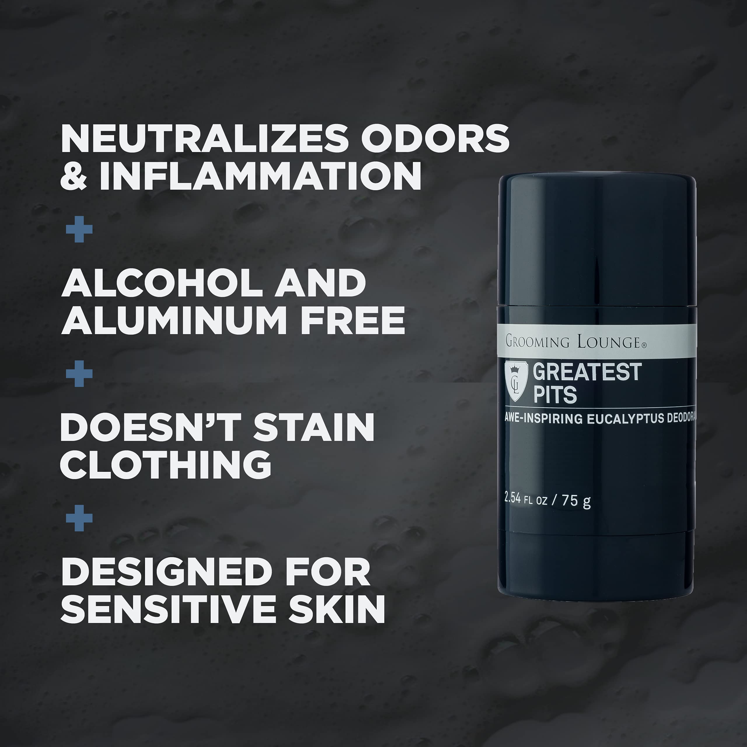 Grooming Lounge Greatest Pits Natural Aluminum-Free Deodorant for Men & Women | Paraben & Sulfate Free | Fresh & Clean Scent | 2.54 oz | Ideal for Daily Use, Gym & Outdoor Activities