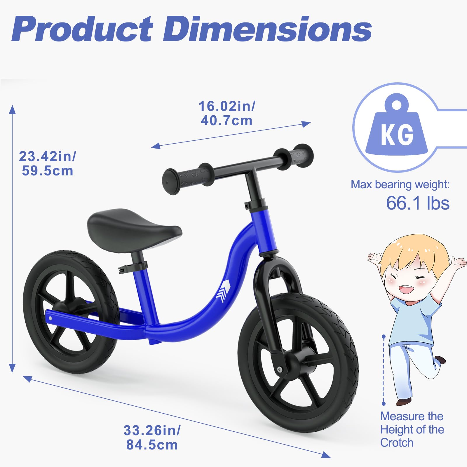 Glaf 12 Inch No Pedal Balance Bike for Toddlers 18 Months to 5 Years - Adjustable Seat Height, First Training Bicycle for Boys & Girls - Perfect Birthday Gift for 2 Year Olds - Indoor & Outdoor Learning Toy for Early Childhood Development