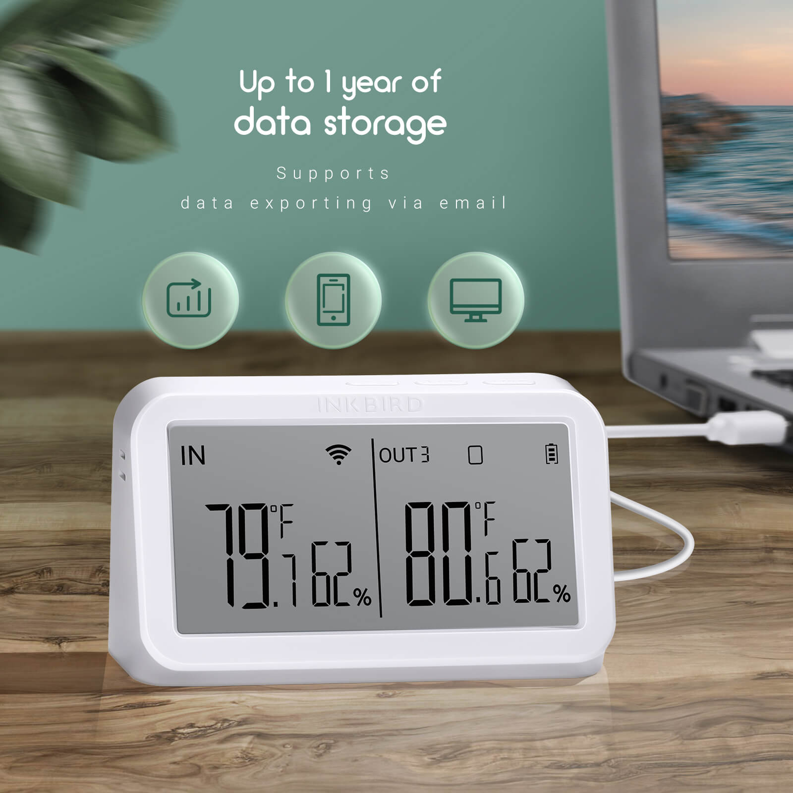 WiFi Gateway with Temperature & Humidity Sensor - IBS M2 Smart Home Hub for Remote Monitoring & IoT Automation