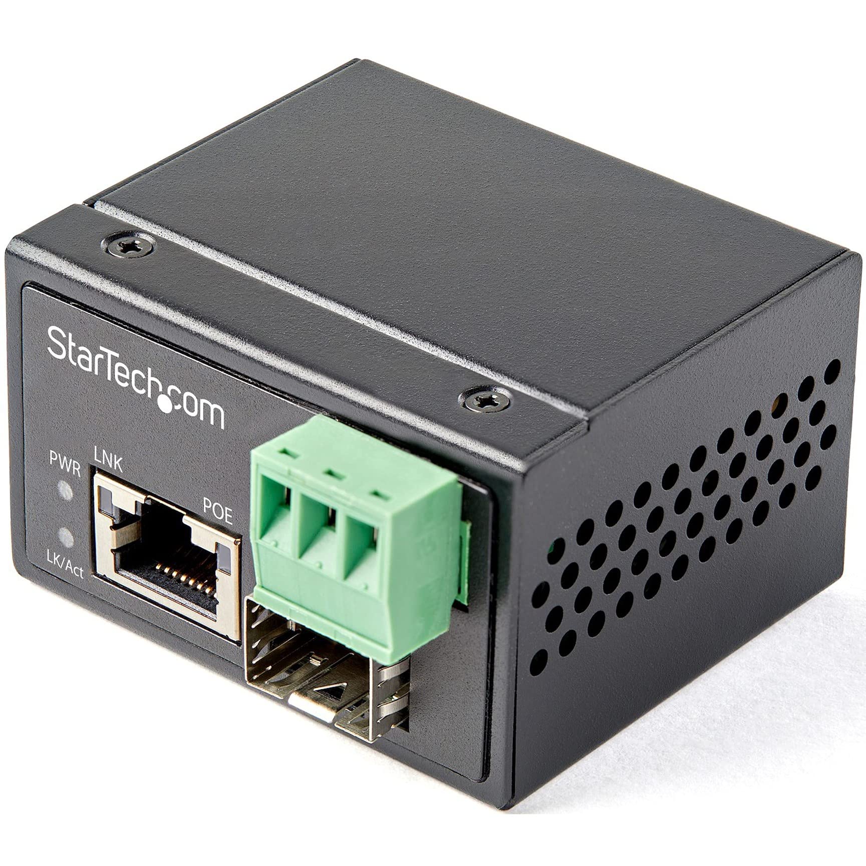 StarTech.com Industrial PoE+ Fiber to Ethernet Media Converter 30W - SFP to RJ45 - Gigabit Ethernet Converter for Single/Multimode Fiber - Compact IP30 Rated (-40°C to +75°C) - IMC1GSFP30W | Ideal for Harsh Environments, Factory Automation & Outdoor Network Extensions