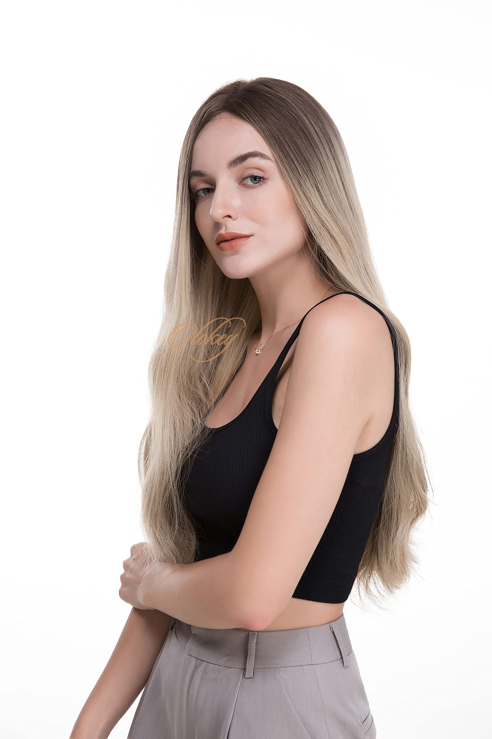 22 Inch Virgin European Hair Kosher Wigs - Natural Blonde Balayage Ombre Highlights with Lace Top for Women | Perfect for Daily Wear, Cosplay & Special Occasions