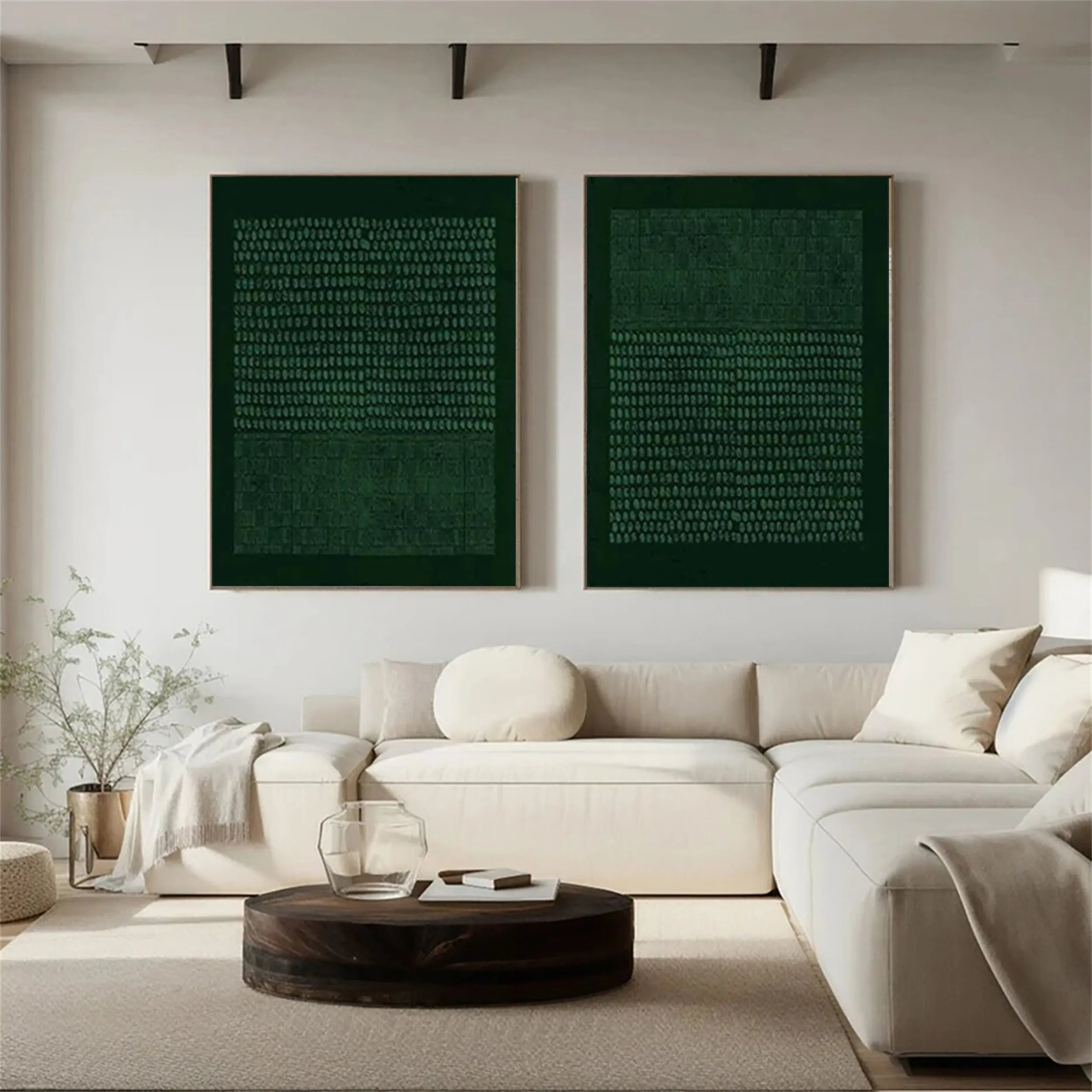 Abstract Blue and Green Wall Art Set of 2 - Modern Canvas Paintings for Living Room, Bedroom, or Office Decor #BG023