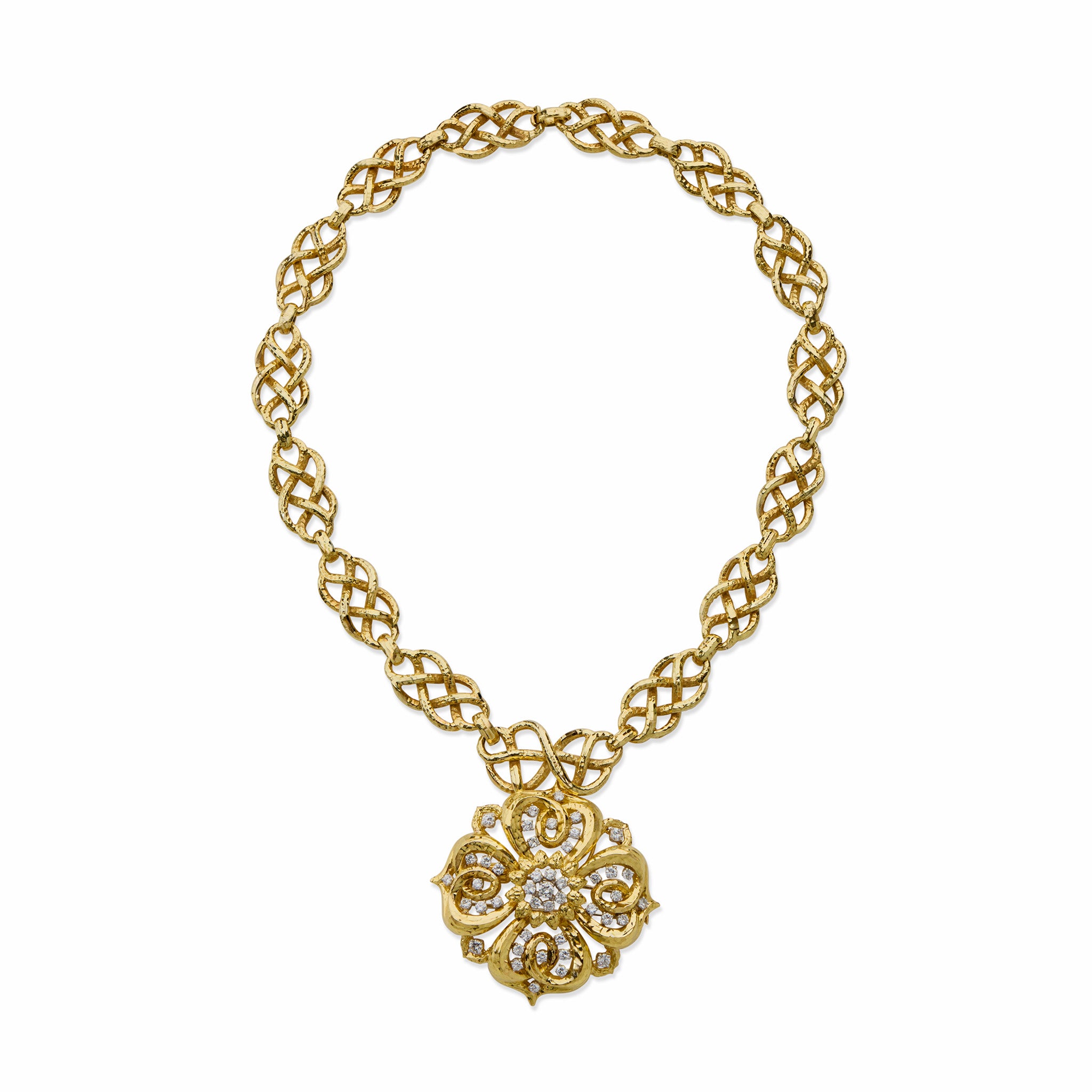 David Webb Hammered Pendant Necklace - 14K Gold Plated Statement Jewelry for Women | Elegant Layering Necklace for Party, Wedding & Everyday Wear