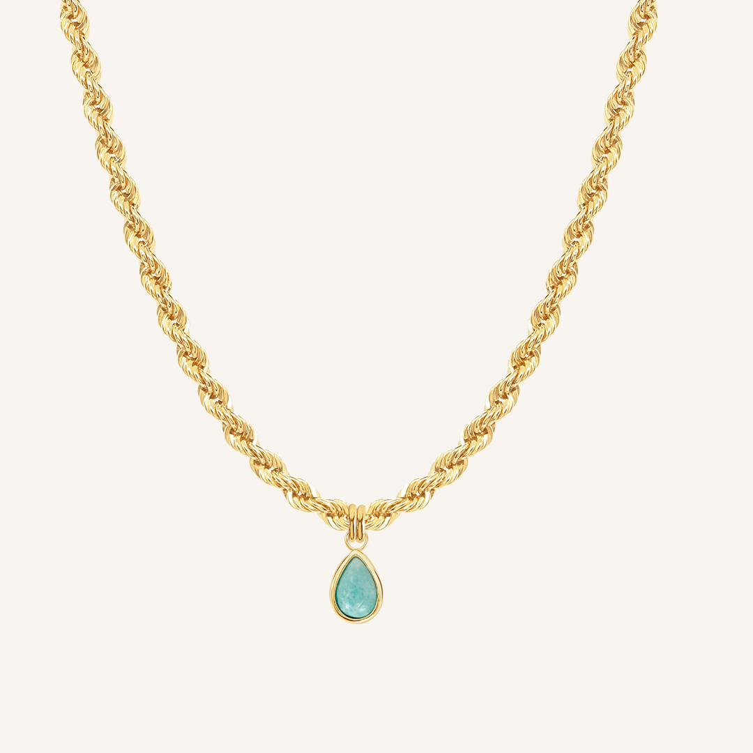 Amazonite Gemstone Charm Necklace for Women - Healing Crystal Jewelry for Positive Energy & Stress Relief - Perfect for Meditation, Yoga & Spiritual Gifts