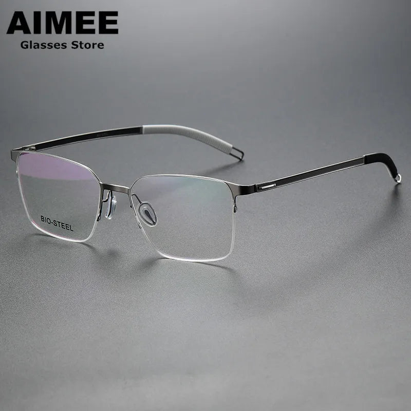 Aimee Women's Semi Rimless Square Titanium Eyeglasses Frame 942554 - Lightweight & Durable Glasses for Work, Reading & Fashion