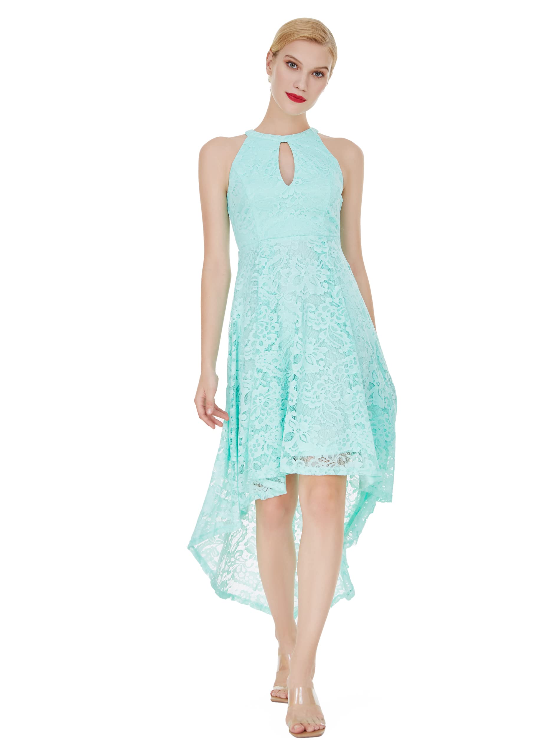FAIRY COUPLE Women's Vintage Hi-Low Halter Cocktail Dress for Bridesmaid, Formal Party, and Special Occasions - Elegant Evening Gown for Weddings, Prom, and Dinner Dates