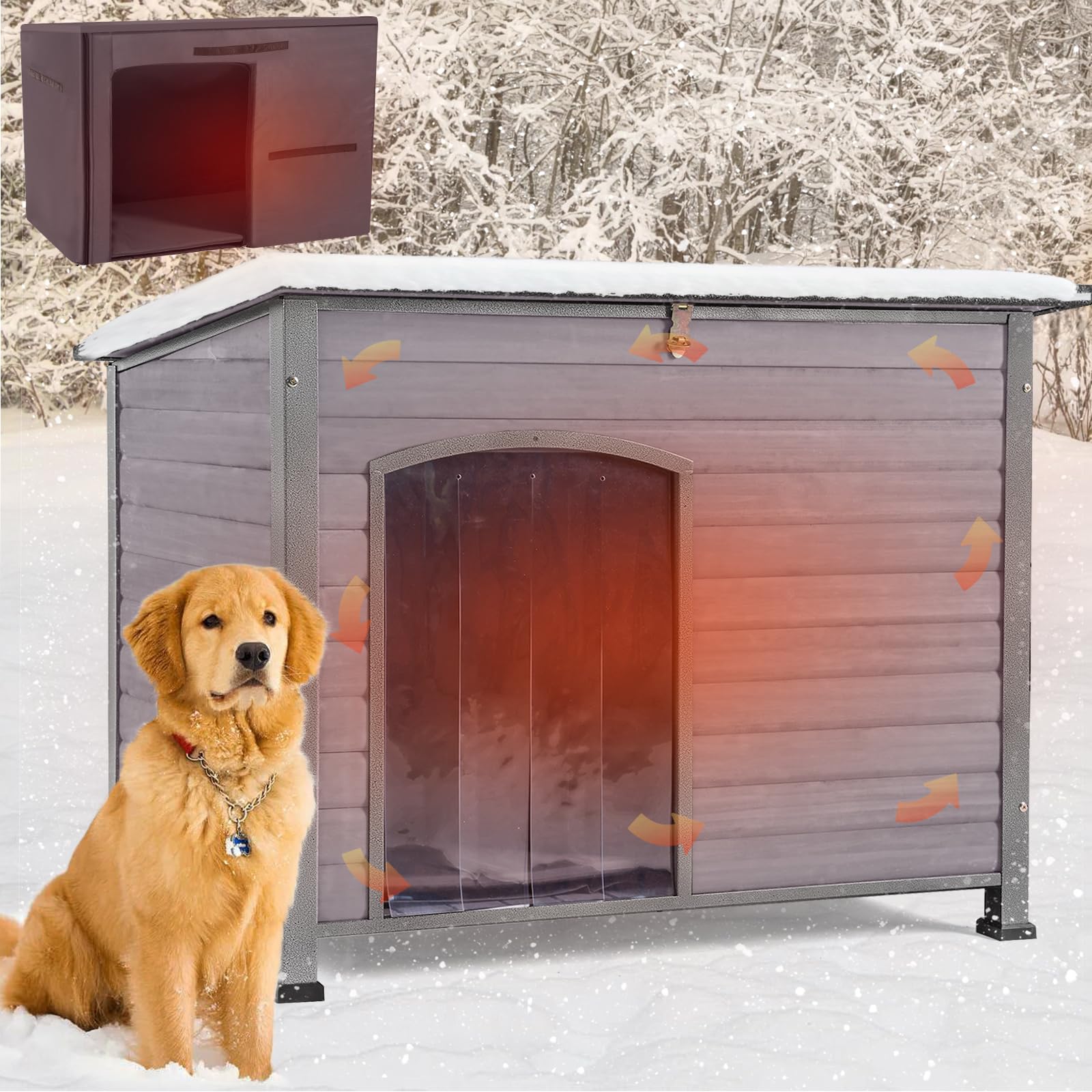 Insulated Outdoor Dog House with Removable Liner - Waterproof Winter Dog Kennel for Large & Small Dogs - Perfect for Backyard, Patio & Cold Weather Protection